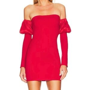Majorelle red puff sleeve mini dress size XS excellent condition
